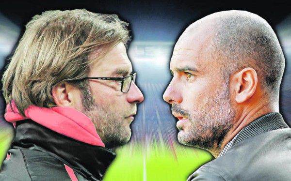 Duell auf Augenhöhe: Klopp gegen Guardiola. GEPA