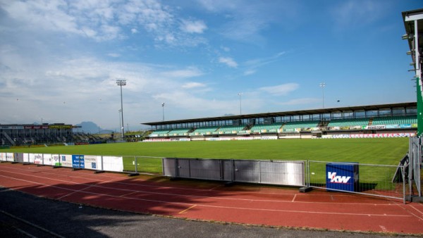 Ewige Baustelle Reichshofstadion. Die Stadionfrage ist in Lustenau immer noch nicht geklärt und könnte den sportlichen Erfolg obsolet machen. GEPA/Lerch
