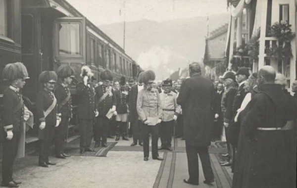 Landeshauptmann Rhomberg begrüßte Kaiser Franz Josef I. 1914 in Bregenz.Foto: Sammlung C. Risch-Lau, Vorarlberger Landesbibliothek