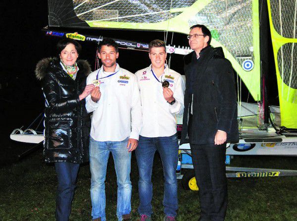 Landesrätin Bernadette Mennel, David Hussl, Benjamin Bildstein und Landeshauptmann Markus Wallner (v.l.n.r.).Emerich