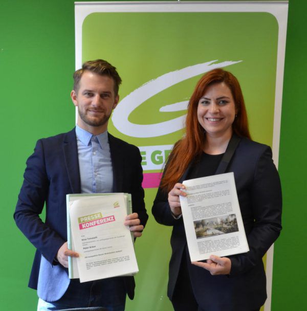 Wohnbausprecherin Nina Tomaselli und der Wiener Gemeinderatsabgeordnete Peter Kraus.