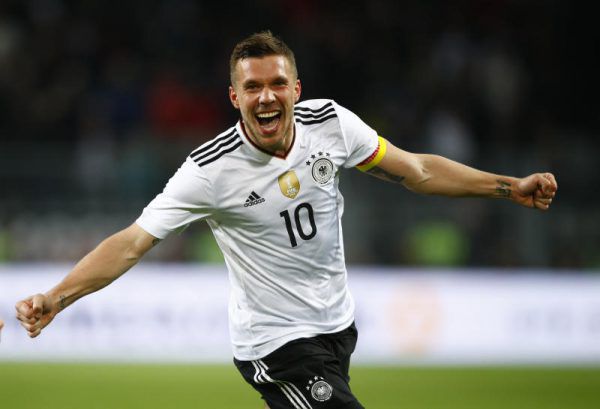 Der Kölner Lukas Podolski absolvierte 130 Länderspiele für Deutschland und erzielte dabei 49 Treffer.