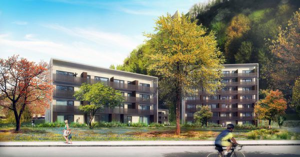 So soll die geplante Anlage der Wohnbauselbsthilfe im Kalkofenweg in Götzis aussehen.Archiv/Wohnbauselbsthilfe
