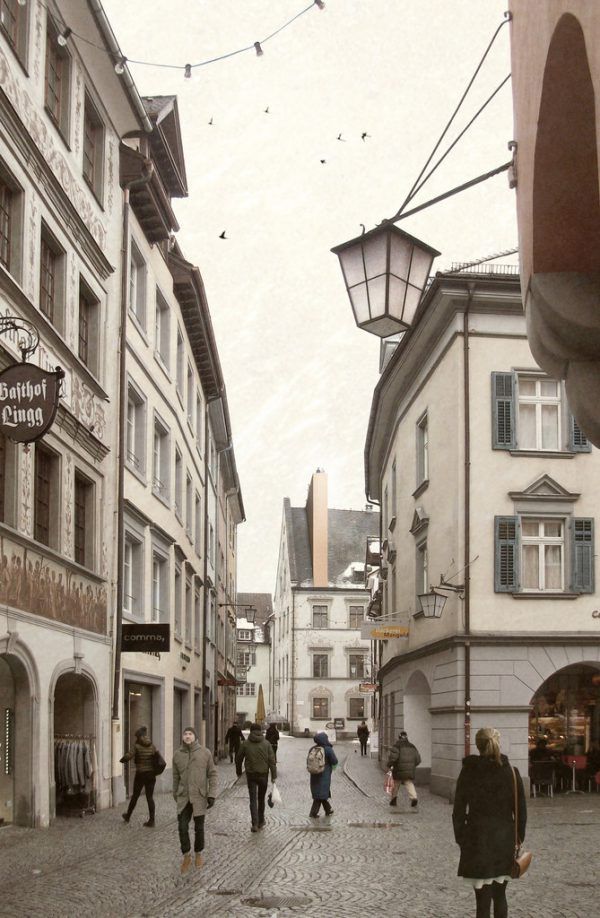 Das Palais Liechtenstein aus Richtung der Kreuzgasse/Marktgasse betrachtet.