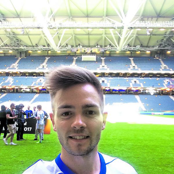 Ein Selfie von Alexander Freitag in der Friends Arena in Stockholm.Freiitag