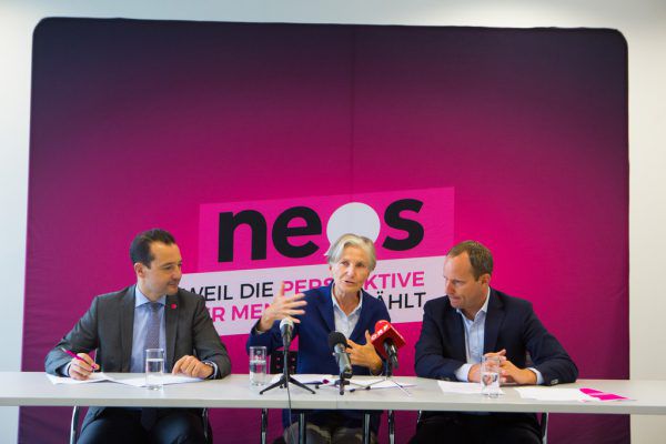 Gerald Loacker, Irmgard Griss und Matthias Strolz (v.l.).