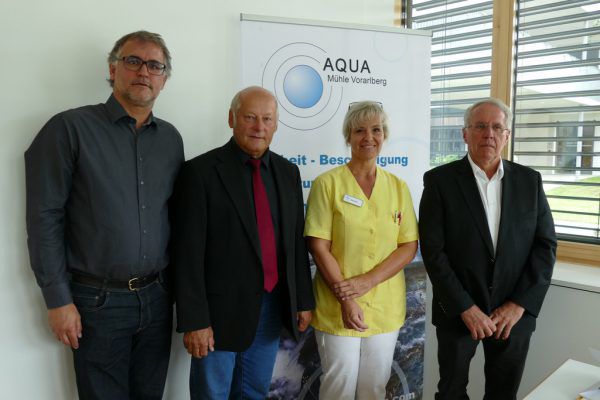 Peter Hämmerle (Aqua Mühle), Egon Blum, Gabriele Fellner (Antoniushaus Feldkirch) und Günter Lampert (v.l.). Jaeneke