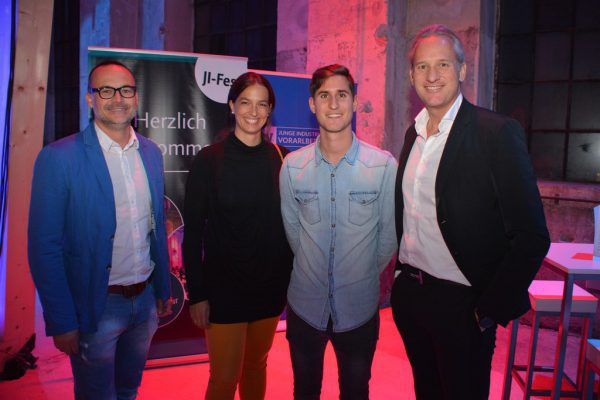Der scheidende Vorsitzende Andreas Karg, seine Nachfolgerin Katharina Drexel, Geschäftsführer Valentin Drexel, IV-Präsident Martin Ohneberg (v.l.). Fritz-Pinggera (6)