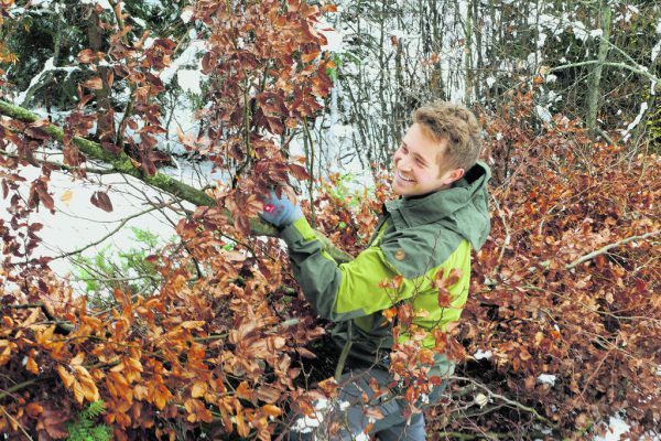 Die Ranger– im Bild Max Löther – schwendeten den Streckenabschnitt. Dies soll „Waldabfahrten“ von Wintersportlern künftig vvorbeugen. Naturpark Nagelfluhkette