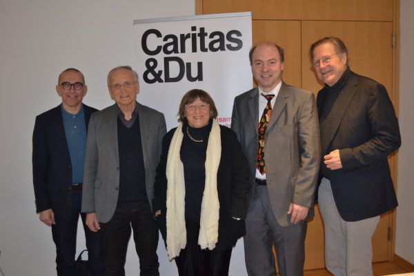 Caritas-Direktor Walter Schmolly mit Paul M. Zulehner, Marianne Gronemeyer, Matthias Sutter und Joachim Bauer (v.l.). Caritas