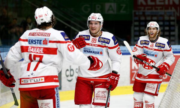 Der Montafoner Manuel Ganahl leitete mit dem Führungstreffer den KAC-Sieg ein. GEPA