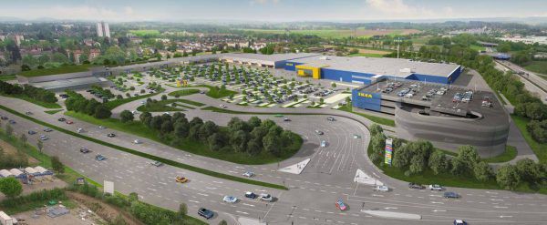 So könnte die Ikea-Niederlassung am Memminger Autobahnkreuz einmal aussehen. Computeranimation ikeA/SZ