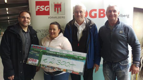 Reinhard Stemmer (vida), Janine Knichtl, Norbert Loacker, ÖBB-Betriebsrat Peter Grebenz (v.l.). ÖbB