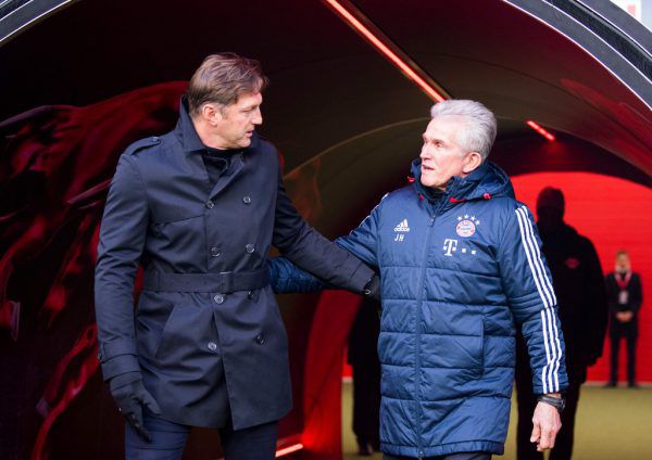 Bayern-Coach Jupp Heynckes (r.) gratulierte Leipzig-Trainer Ralph Hasenhüttl (l.) zur Leistung seines Teams. APA