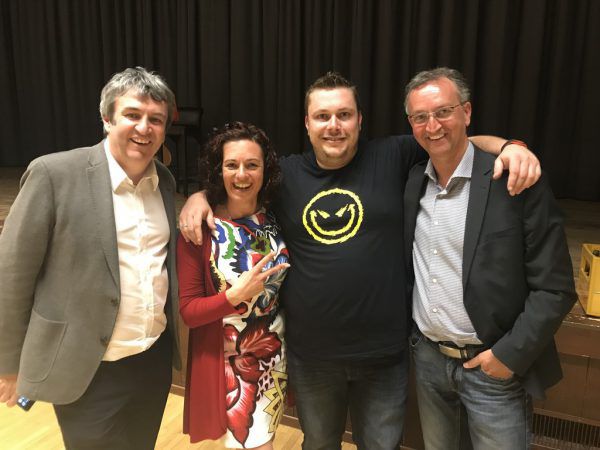 Michael Tinkhauser mit Sandra Aberer, Martin Weinzerl und Dieter Lauermann (v.l.).