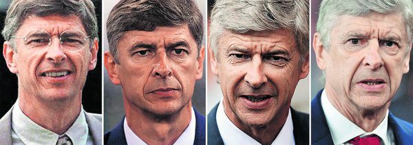 Wengers Wandel im Laufe der Jahre. Rechts: 1998 können der Franzose und Kapitän Tony Adams Meister- und FA-Pokal präsentieren. Reuters, AFP (7)