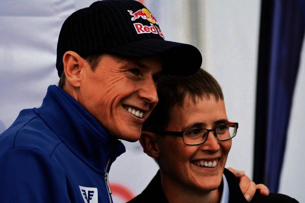 Die Vorarl­bergerin Johanna Pramstaller (r.) mit Andreas Goldberger. GEPA