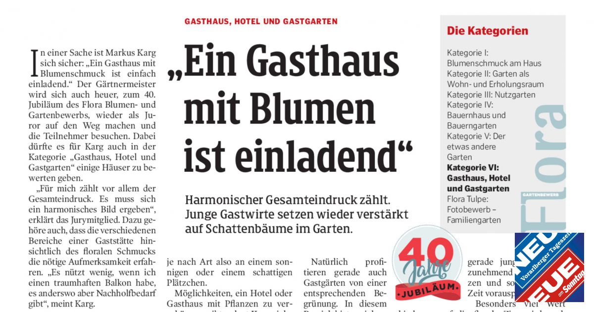 „Ein Gasthaus mit Blumen ist einladend“ - NEUE Vorarlberger Tageszeitung