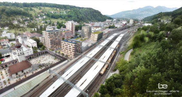 Mit begrünter Überdachung, E-Ladestationen, Fotovoltaik-Anlagen und Wärmepumpen wird auf alternative Energiequellen gesetzt. Baumschlager Eberle Architekten(2)