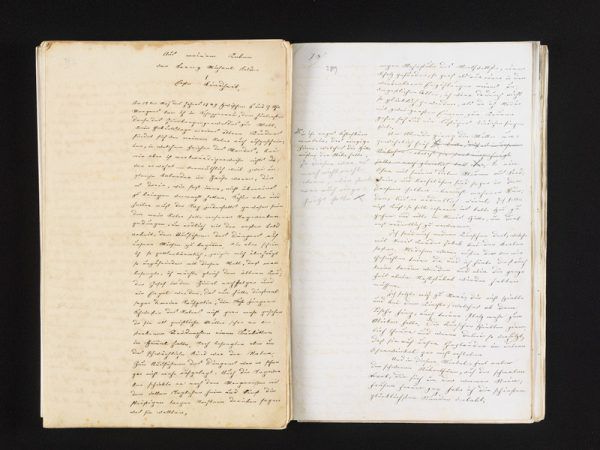Seite aus Felders Biographie „Aus meinem Leben“, die im Nachlass als Manuskript überliefert ist (l.) und Felder 1866. VLK(2)