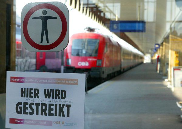 Vida beantragte Freigabe für ganztägigen österreichweiten Warnstreik im gesamten Eisenbahnbereich für kommenden Montag.  APA