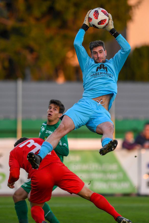 Ronivaldo (l.) erzielte seine Saisontreffer elf und zwölf. Amstetten-Keeper Affengruber (oben) flog einige Male vergebens. Gepa/Lerch