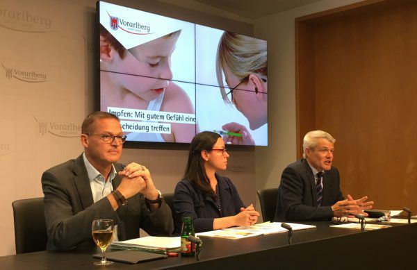 Landesrat Christian Bernhard, Kristin Ganahl und Landessanitätsdirektor Wolfgang Grabher präsentierten das Projekt. Vlk
