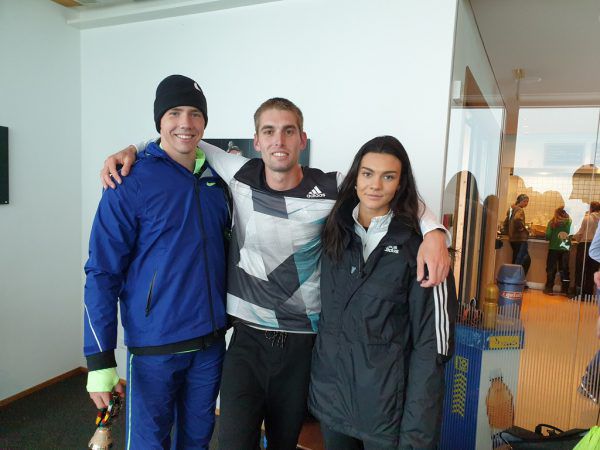 Die Australier Ashley Moloney, Cedric Dubler und Celeste Mucci (v.l.) trotzten den Bedingnungen. Jochen Dedeleit