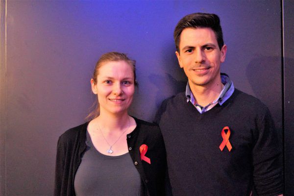 Katharina Klaus (Vorstand der Aidshilfe) und Mathias Fink.