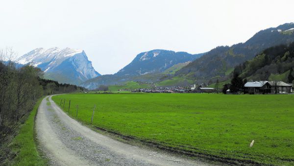 Rechts: Blick Richtung Gräsalp mit Kanisfluh und Schoppernau.Unten: Geburts- und Wohnhaus von F.M. Felder.Glück (3)