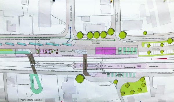 Bild links: Diese Variante wird von den Gemeindevertretern bevorzugt. Die ÖBB hingegen möchte keinen Hausbahnsteig. Hartinger, Rauch