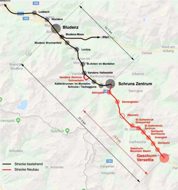 Die Montafonerbahn soll um 15 Kilometer bis nach Gaschurn verlängert werden. Toni Meznar/Land Vorarlberg
