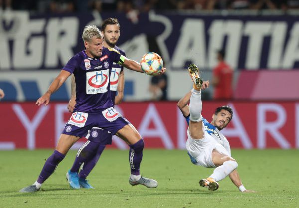 Alexander Grünwald (l.) und Co. wollen Apollon Limassol im Rückspiel auf dem Boden sehen. Die Wiener Austria läuft auf Zypern einem 1:2 hinterher.  GEPA