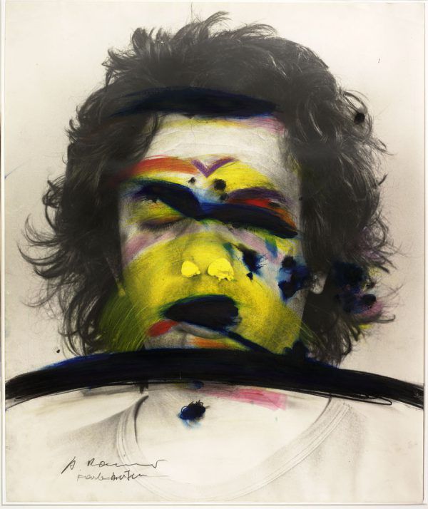 „Face Farces: Farbstreifen“ von Arnulf Rainer.  Albertina