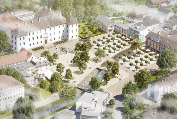 So soll der neue Schlossplatz in Hohenems aussehen. Stadt Hohenems