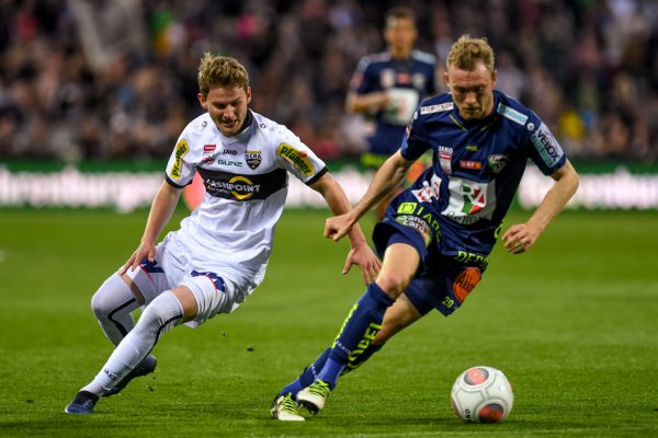 Einige Meilensteine in der bisherigen Karriere von Johannes Tartarotti: Der Jubel nach seinem ersten Treffer in der Bundesliga (14. Dezember 2019), die Leihe zur Saison 2018/19 zu Wiener Neustadt (v.l.) und sein Pflichtspieldebüt in der Bundesliga (14. April 2018) . gepa (2), gepa/lerch