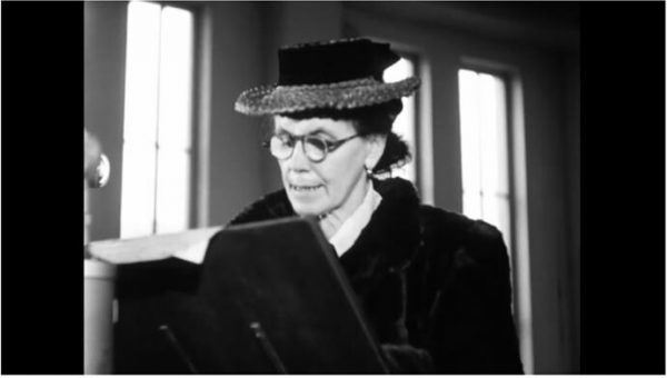 Maria Stromberger bei ihrer Aussage im Prozess in Warschau. Pilecki-Institut, berlin
