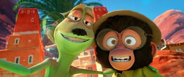 Äffchen Passepartout und Frosch Phileas Frogg in der animierten Buchverfilmung.  Studiocanal