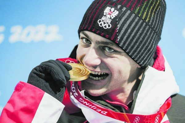 Hämmerle mit dem Gold-Biss. GEPA,AFP