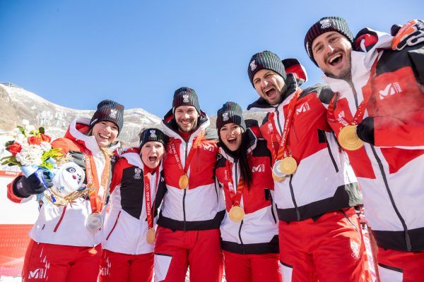 Katharina Liensberger, Katharina Truppe, Michael Matt, Katharina Huber, Johannes Strolz und Stefan Brennsteiner jubelten über Gold. Gepa