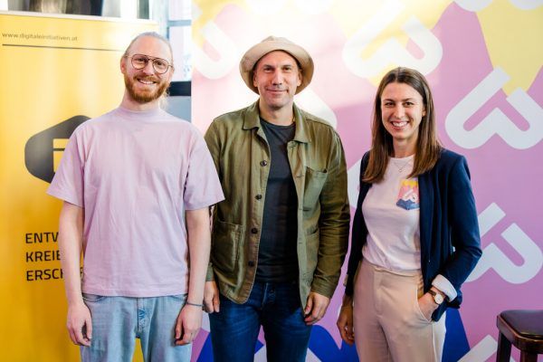 Christoph Benedikt (Digitale Initiativen), Speaker Johannes Moser und Julia Grahammer (Startupland) (v.l.).
