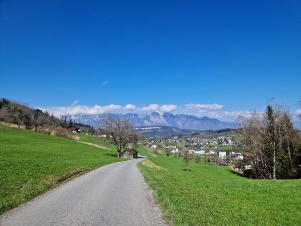 Vom Bodenwald auf dem Weg nach Maria Ebene (gr. Bild), Amphibientümpel beim Rungeldonweg und ein Stall mit Bildern von „Masu“.vylet (5)