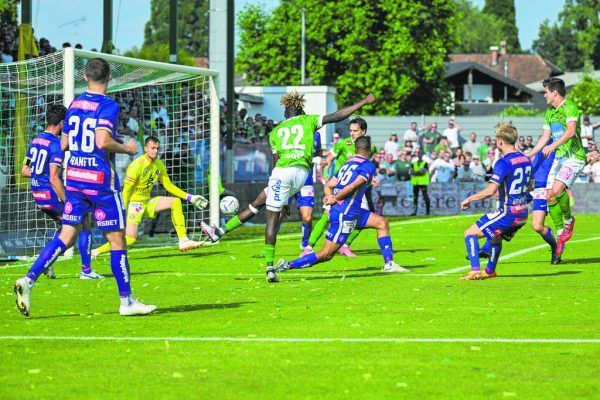 Im Play-off-Final-Hinspiel am 8. Juni vergab Yadaly Diaby in der 29. Minute beim Stand von 1:0 die große Chance auf das zweite Lustenauer Tor. GEPA/Lerch