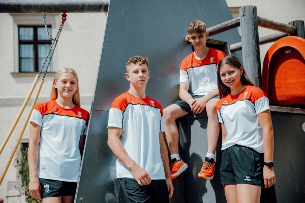 Vier der fünf Vorarlberger Athleten, die bei den EYOF in Maribor dabei sind: Mia Bohle, Gino Vetter, Mateo Fraisl und Theresia Emma Mohr.ÖOC/Michael Meindl