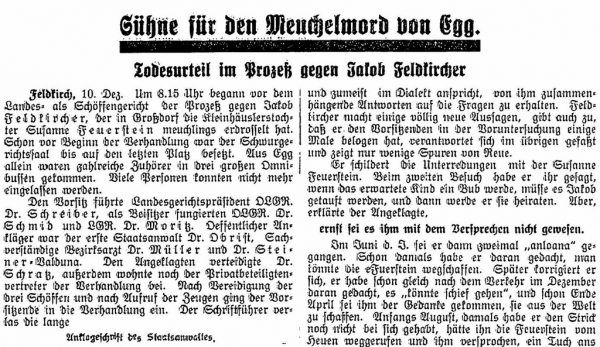 Die Zeitungen berichteten ausführlich über den Mordfall in Egg. anno (2)