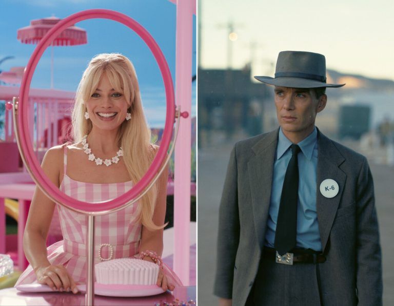 Kassenschlager: „Barbie“ und „Oppenheimer“. AP/Universal, warner