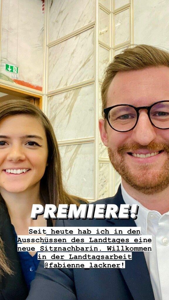 Neos-Klubobmann Johannes Gasser mit Parteikollegin Fabienne Lackner. Screenshot/Facbook
