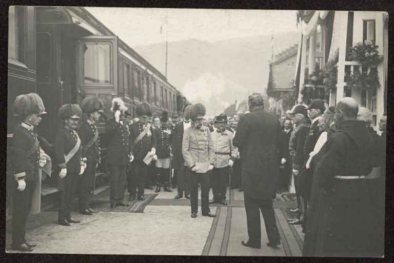 Landeshauptmann Adolf Rhomberg begrüßt 1914 Kaiser Franz Joseph in Bregenz.Volare (2), Alex