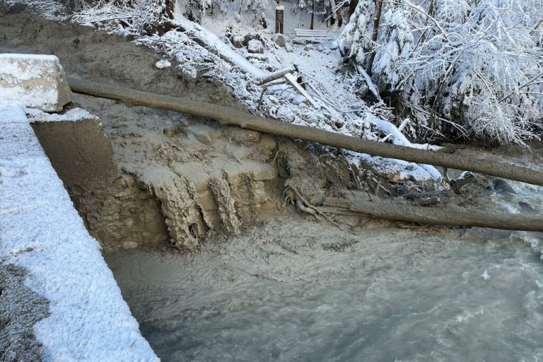 Der Erdrutsch beim Conrad Sohm bewegt sich weiterhin.Stadt Dornbirn