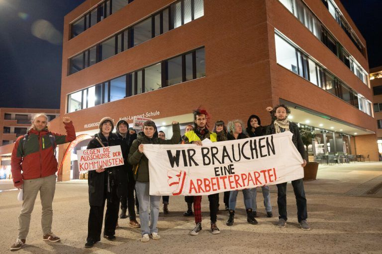 Der Protest der Sozialistischen Jugend am Götzner Garnmarkt.Hartinger